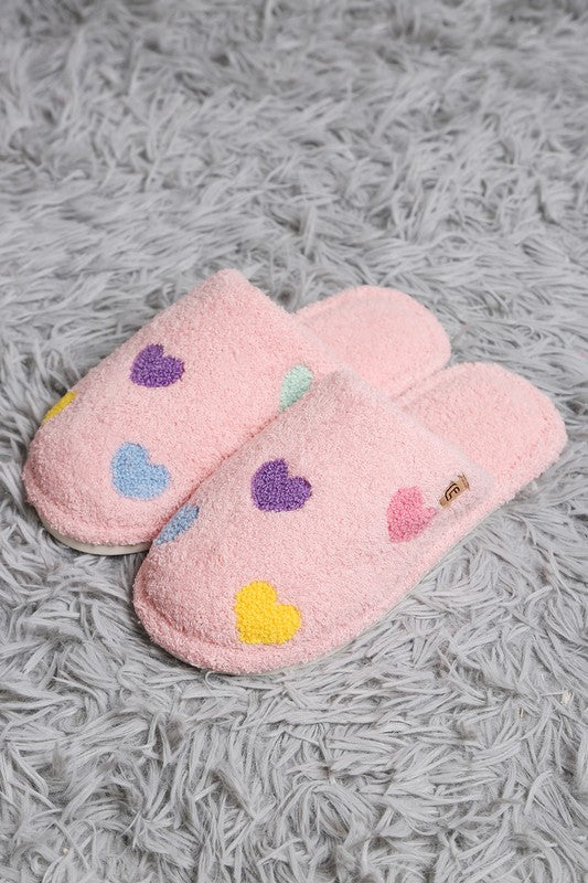 Pink Hearts House Slippers