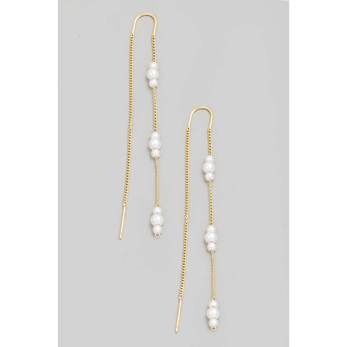 Dainty Chain Pearl Threader Earrings