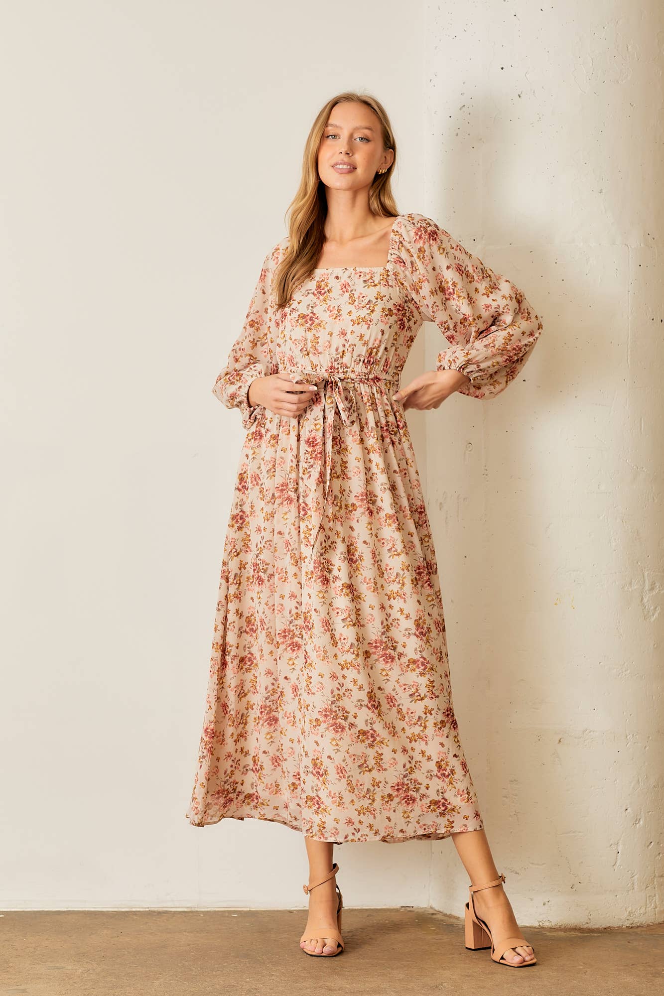 FLORENCE PRINT SQUARE NECK MAXI DRESS