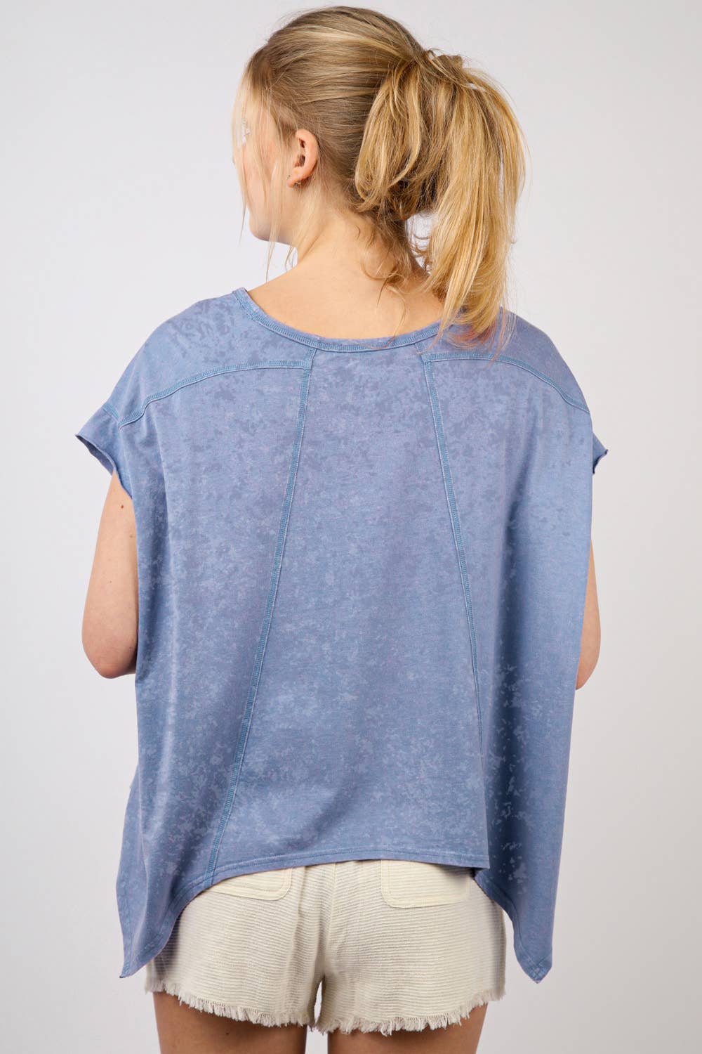 Short Sleeve Washed Comfy Knit Top