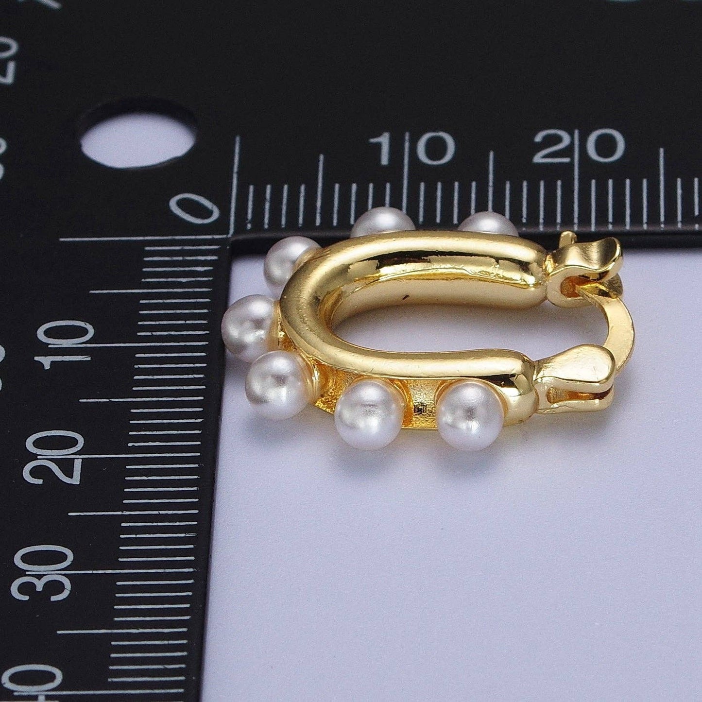 24K Gold Filled Round Pearl Latch Earrings