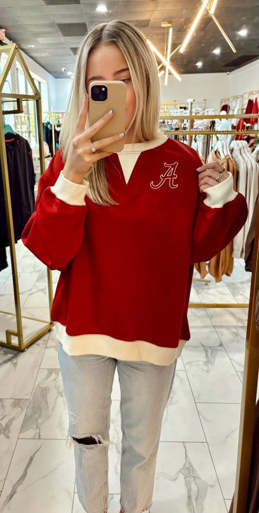 Bama Wins Oversized Contrast Rib Band Sweatershirt