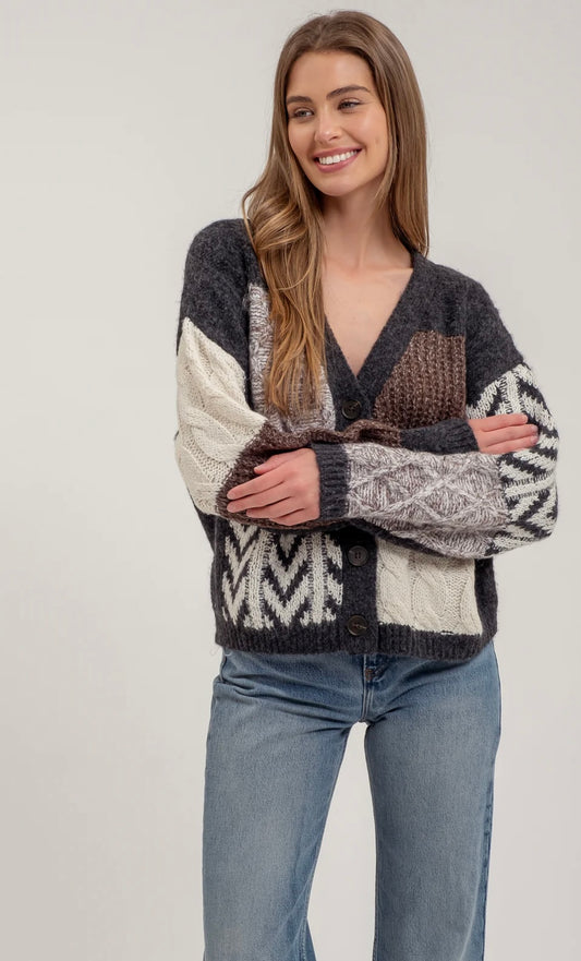 Whit Patchwork Cardigan Sweater