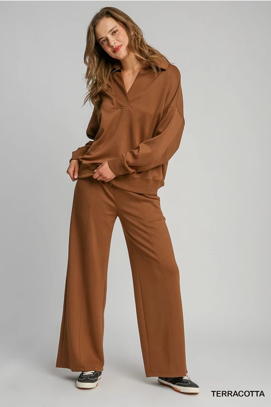 Luxeknit Collared Neck Top & Pant Set