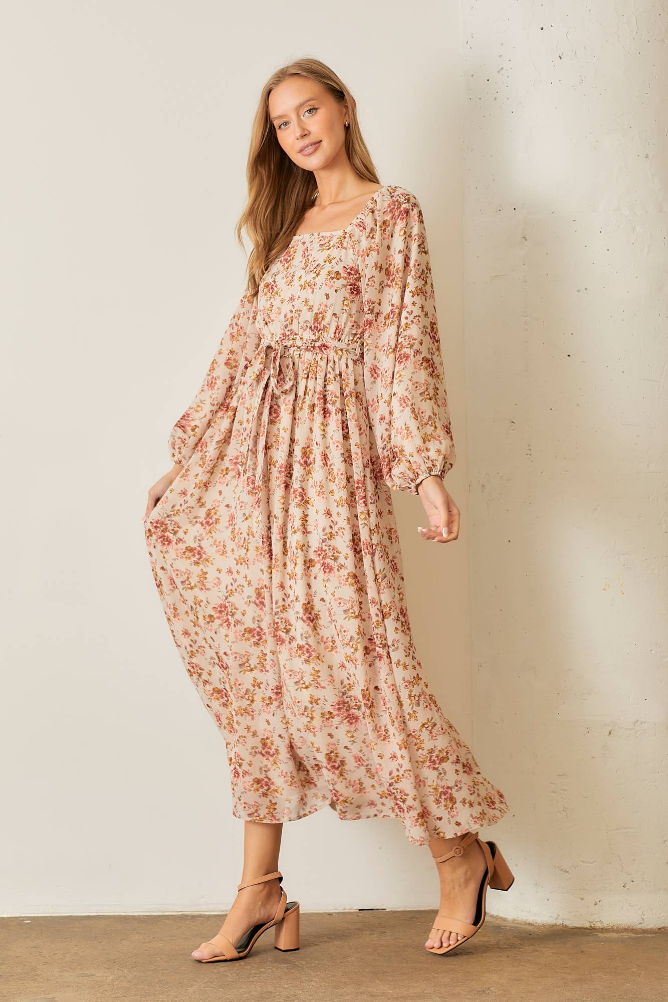 FLORENCE PRINT SQUARE NECK MAXI DRESS