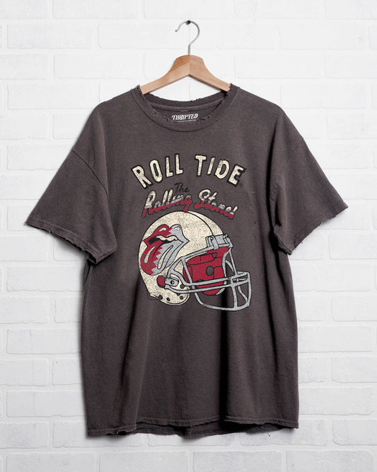 Bama x Rolling Stones Roll Tide Helmet Lick Charcoal Thrifted Tee