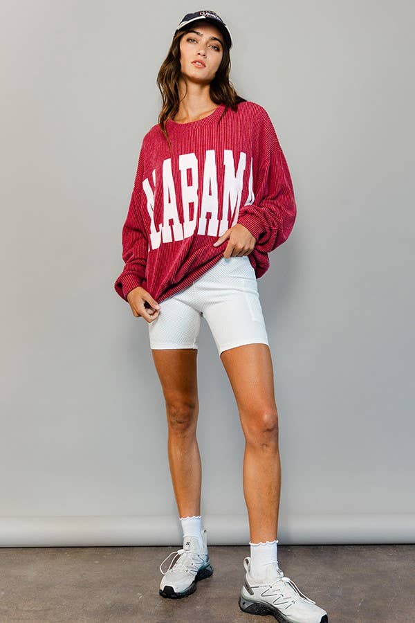 Alabama Comfy Oversize Corded Sweatshirt