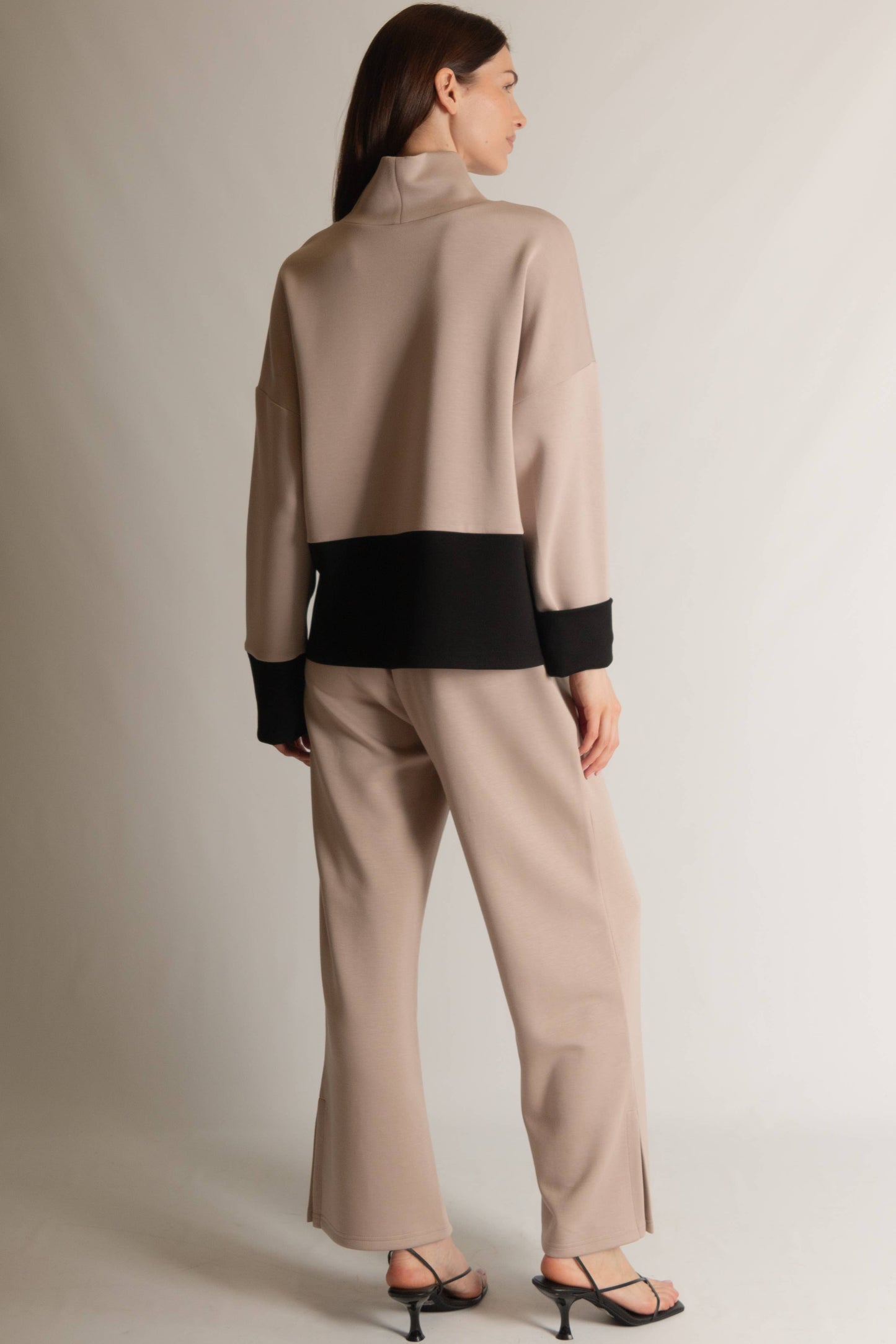 P. CILL Butter Modal Color Block Mock Neck Top & Pant Set