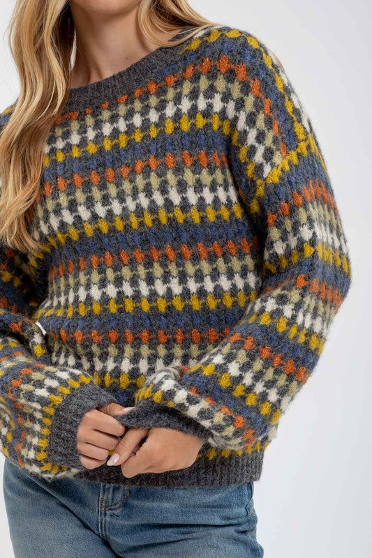 HOPE MULTICOLOR CREW KNIT SWEATER