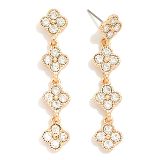 Rhinestone Clover Drop Earrings