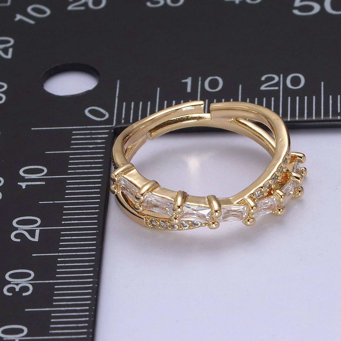 16K Gold Filled Stacking Double Band Adjustable Ring