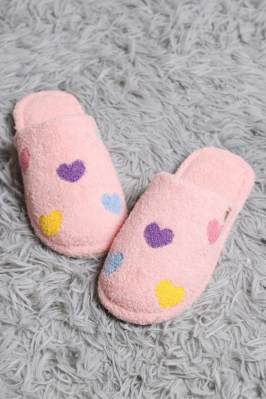 Pink Hearts House Slippers