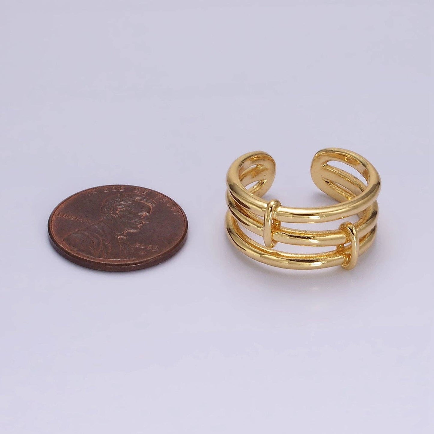 14K Gold Filled Triple Bar Ring