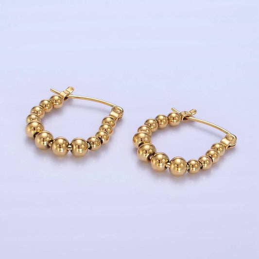 Beaded Bubble Latch Hoop Earrings