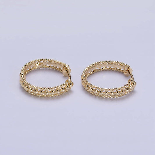 Gold Filled Beaded Bubble Band  Hoop Earring