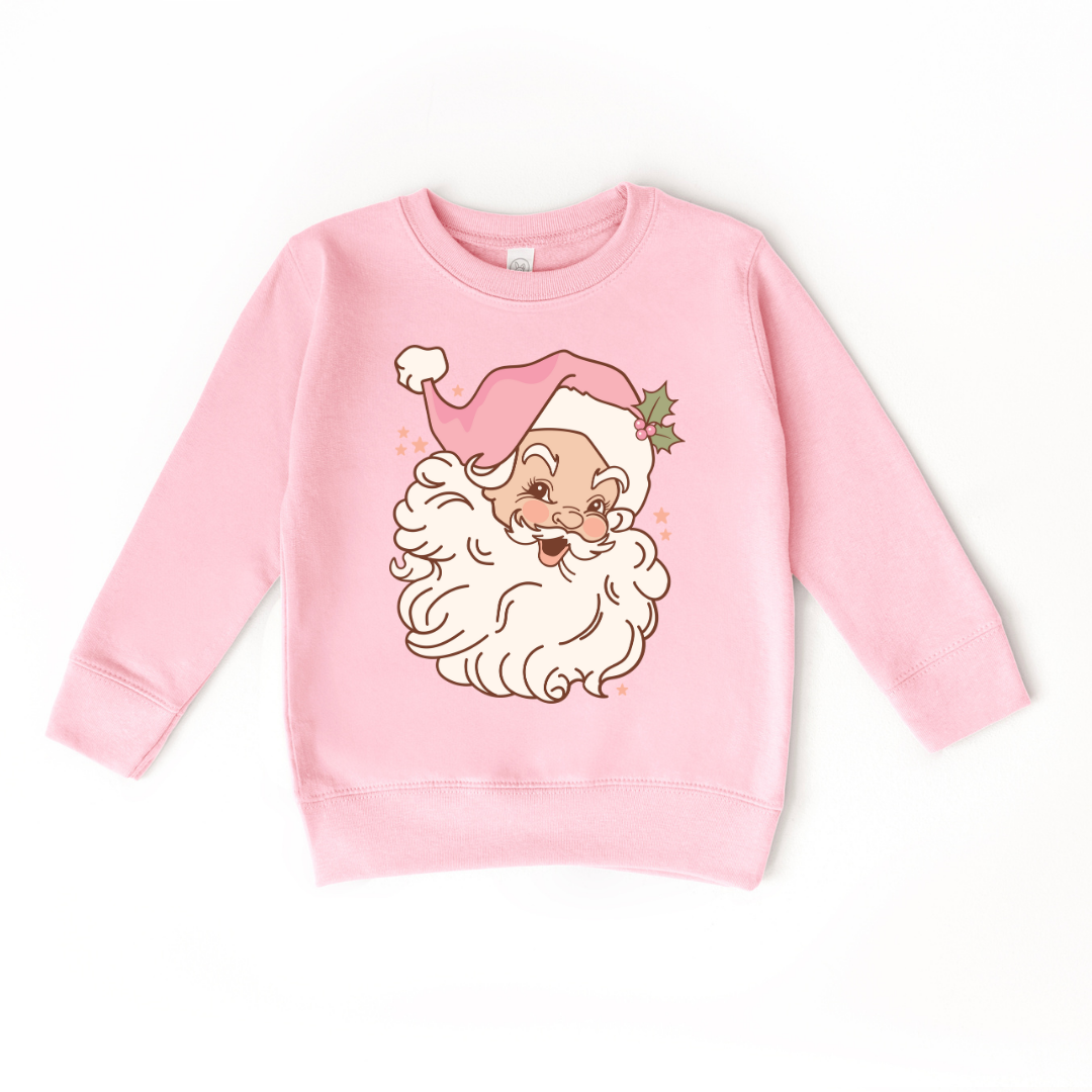 Pink Vintage Santa Toddler/Kids Christmas Sweatshirt