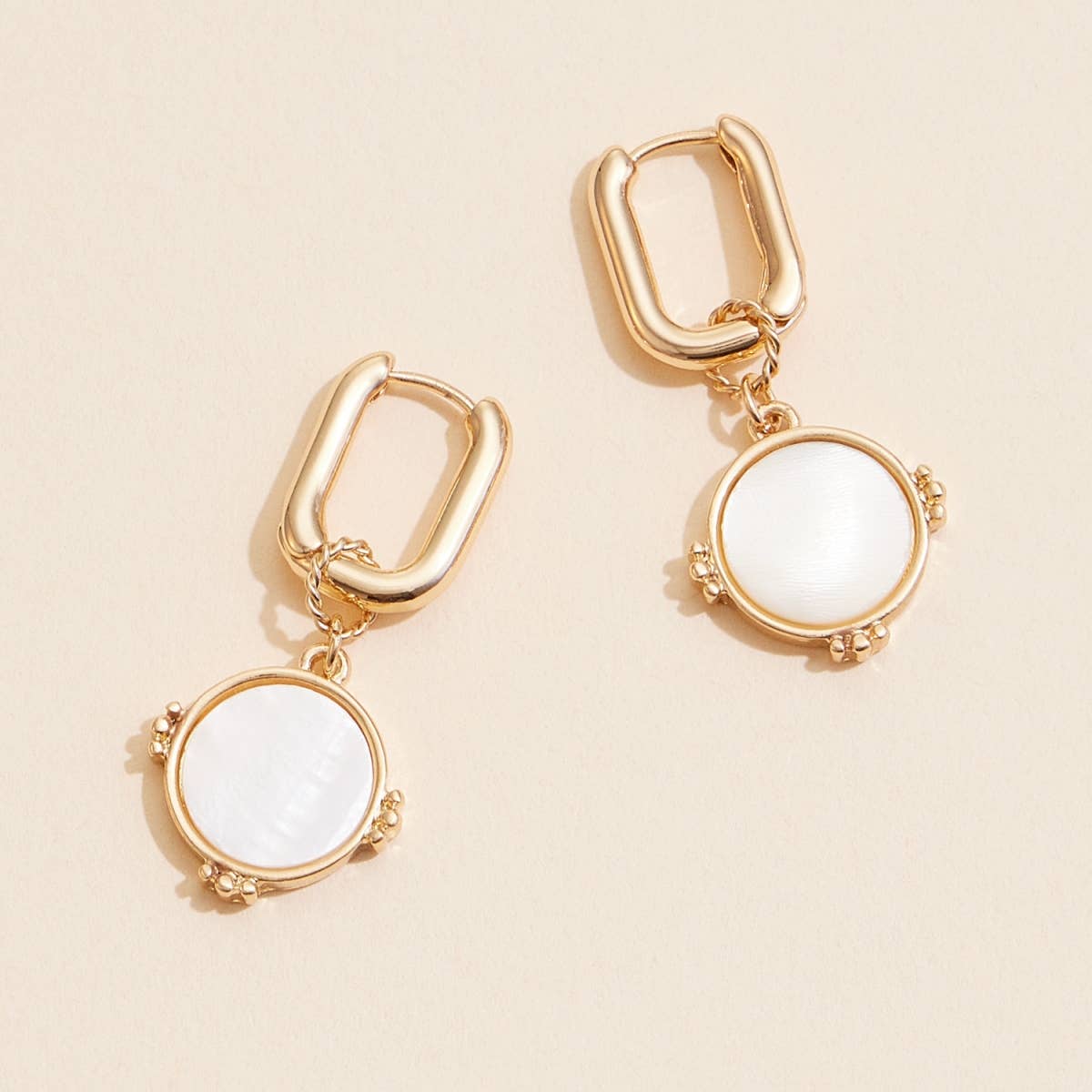 Shell Round Charm Hoop Earrings