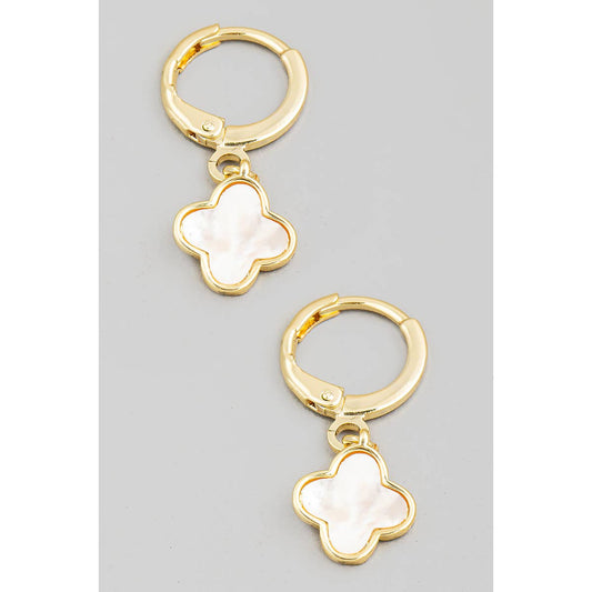 Gold Dipped Clover Charm Dangle Earrings