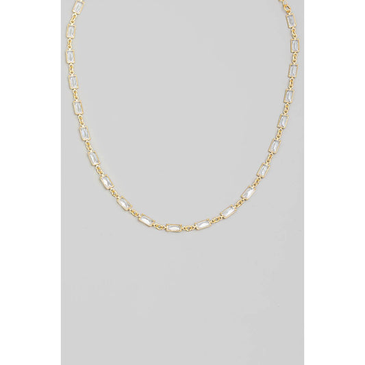 Rectangle Rhinestones Chain Necklace