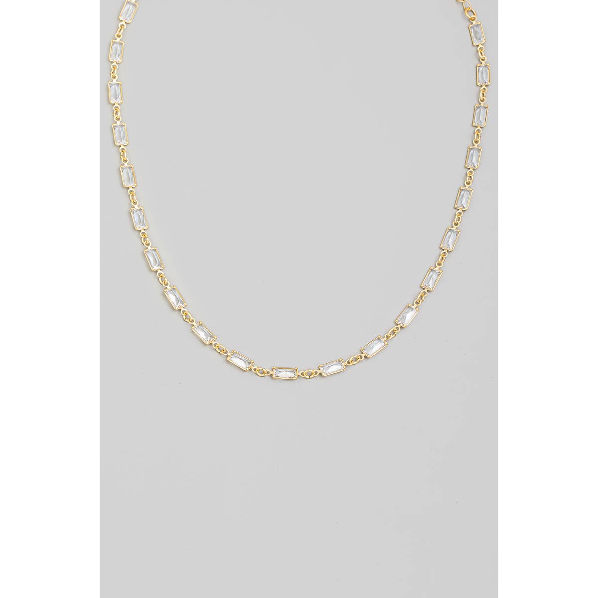 Rectangle Rhinestones Chain Necklace