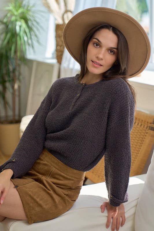 Oversized Henley Sweater