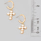 Pearl Studded Cross Charm Hoop Earrings