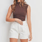 Just USA By Just Black denim All Class High Rise Pleated White Denim Shorts