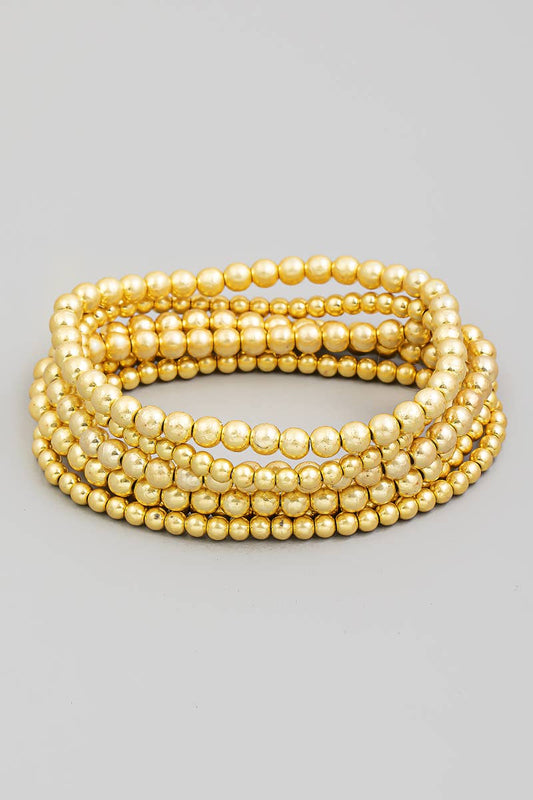 Ball Beaded Layered Bracelet Set