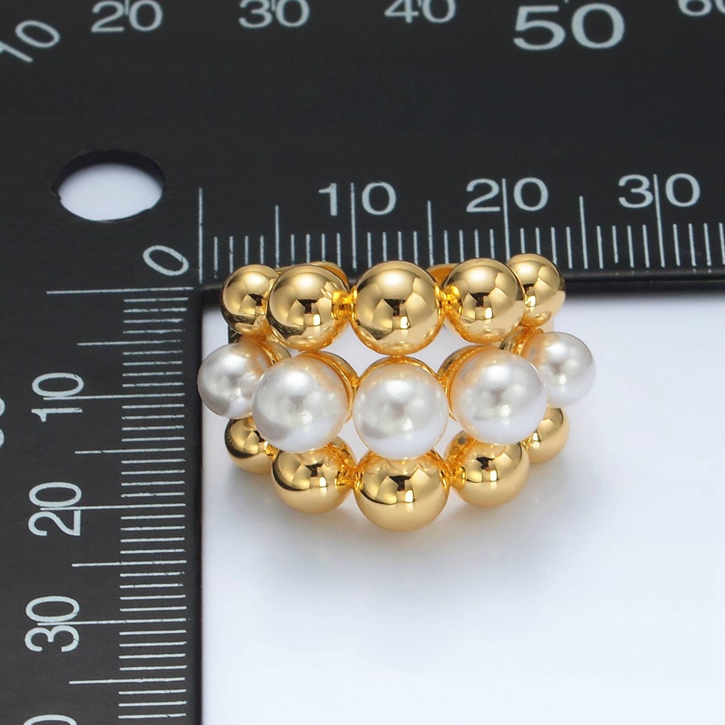 24K Gold Filled Triple Bubble Pearl Ring