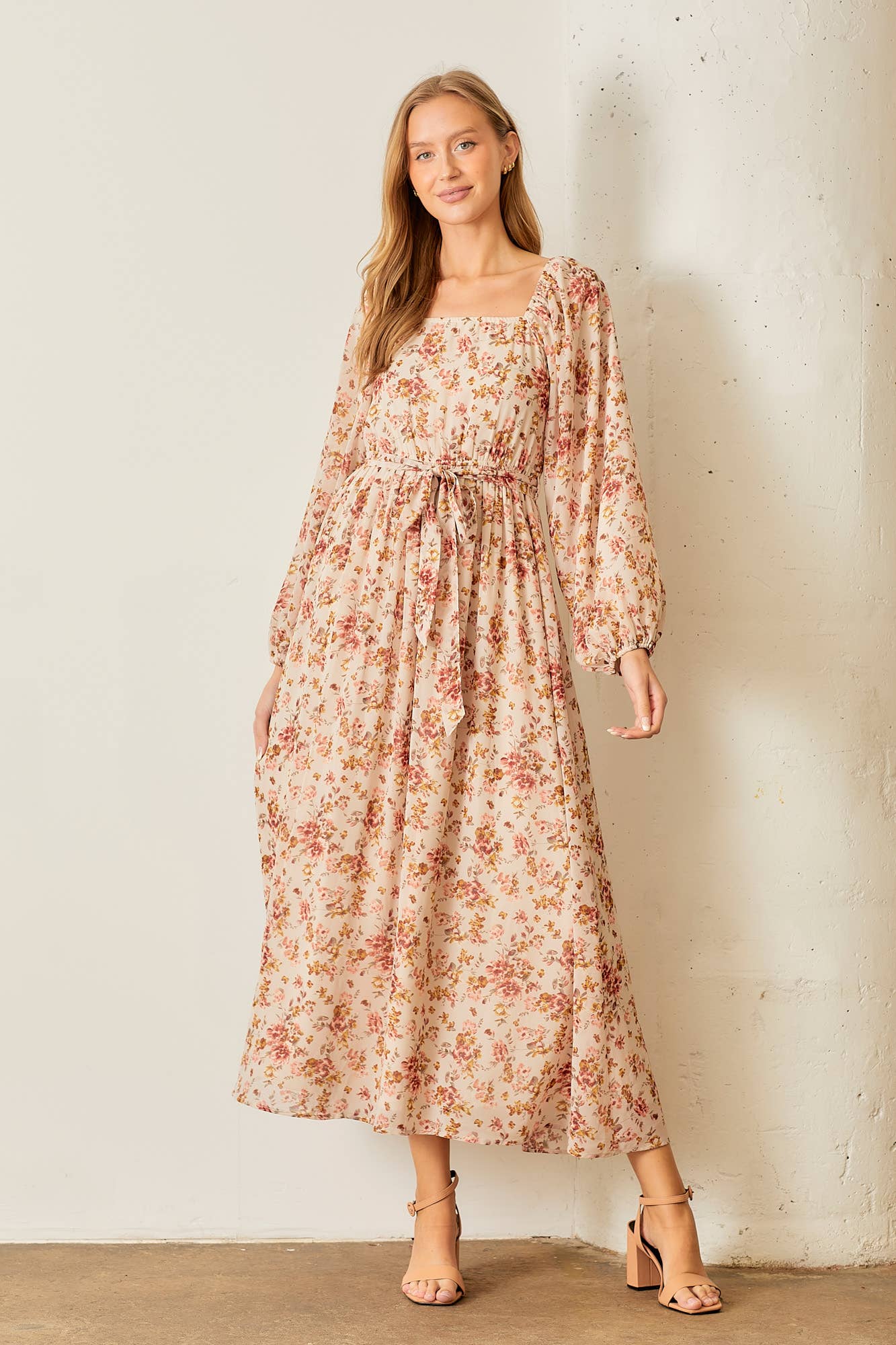 FLORENCE PRINT SQUARE NECK MAXI DRESS