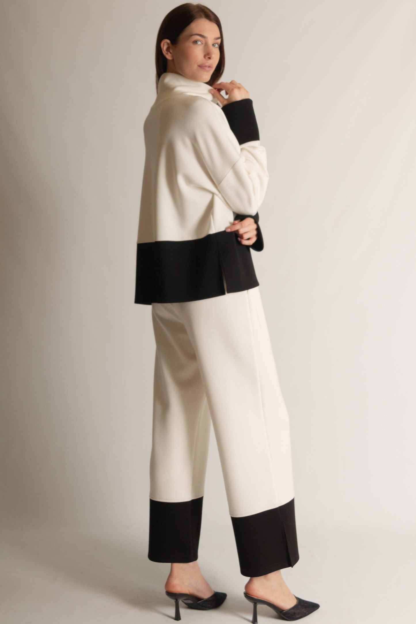 P. CILL Butter Modal Color Block Mock Neck Top & Pant Set