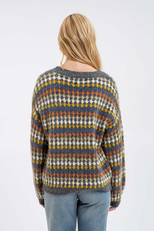 HOPE MULTICOLOR CREW KNIT SWEATER