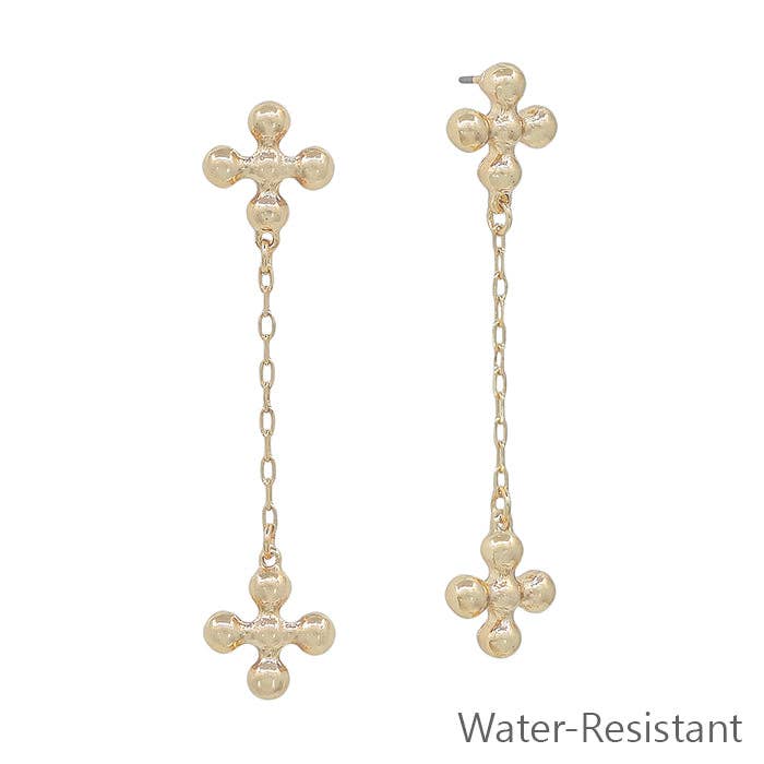 Ball Shaped Cross w/ Chain Drop Earring