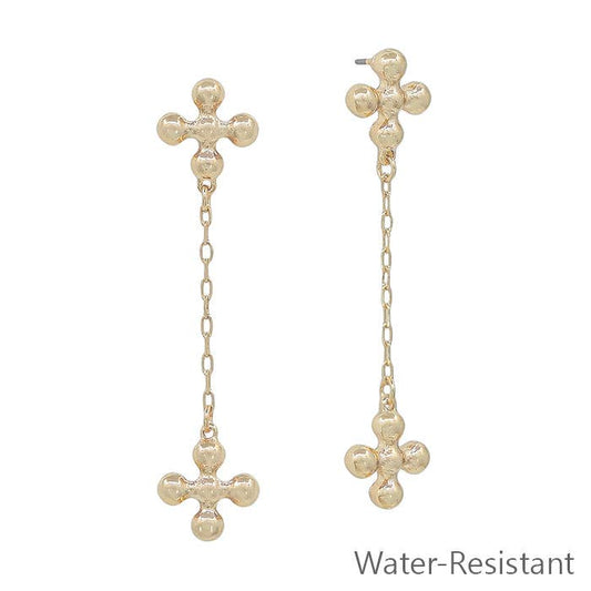 Ball Shaped Cross w/ Chain Drop Earring