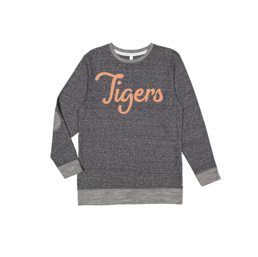 Tigers Script Sweatshirt Navy + Orange