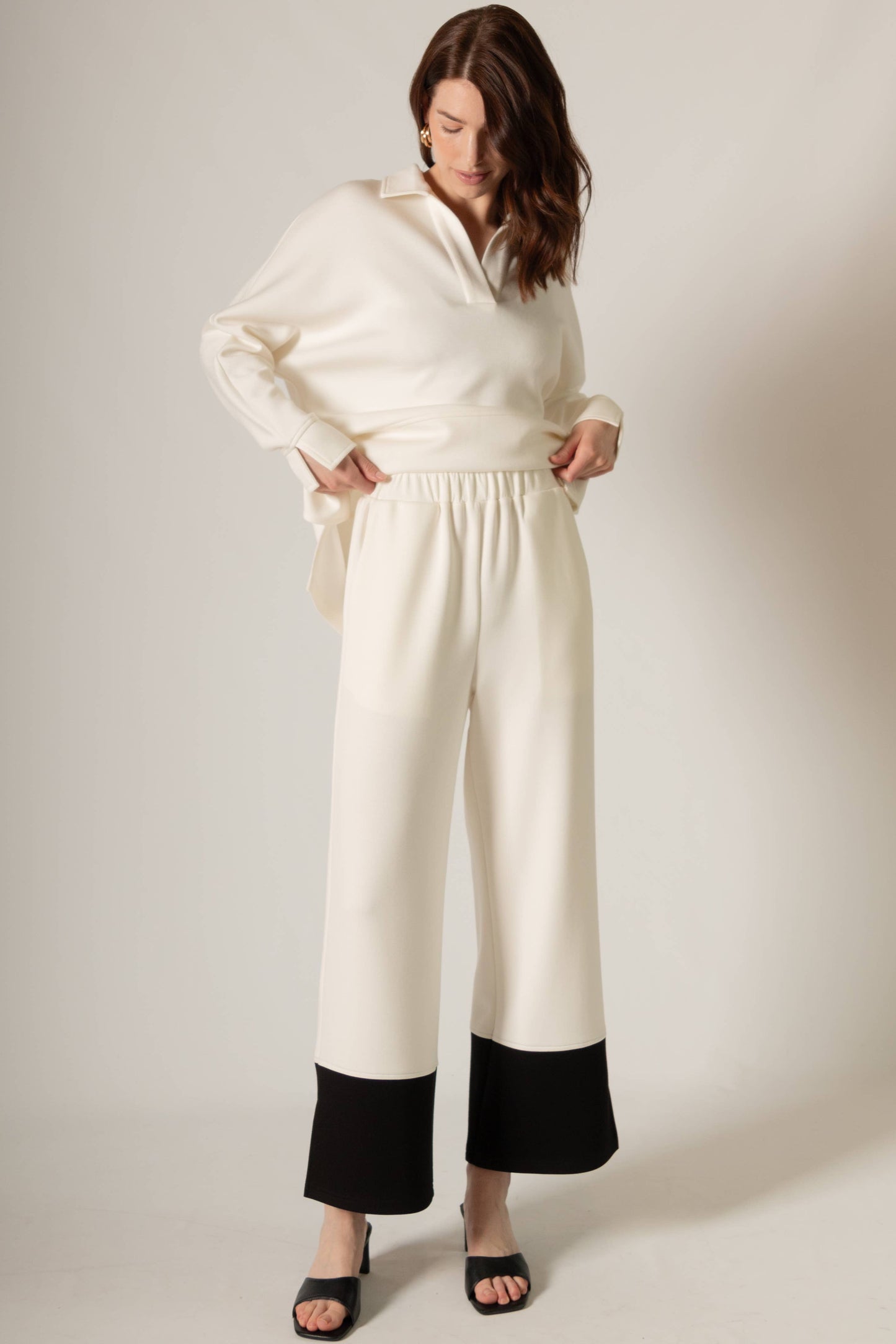 P. CILL Butter Modal Color Block Mock Neck Top & Pant Set