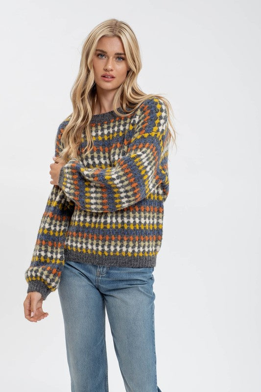 HOPE MULTICOLOR CREW KNIT SWEATER