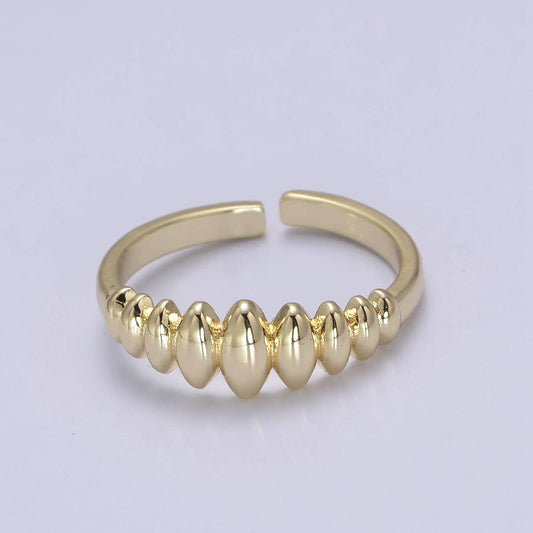 Gold Oval Ellipse Adjustable Ring