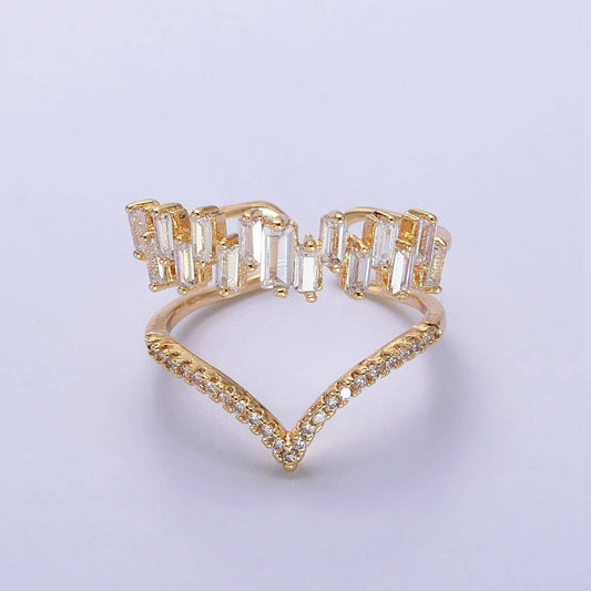 Gold Plated Curve Baguette Ring