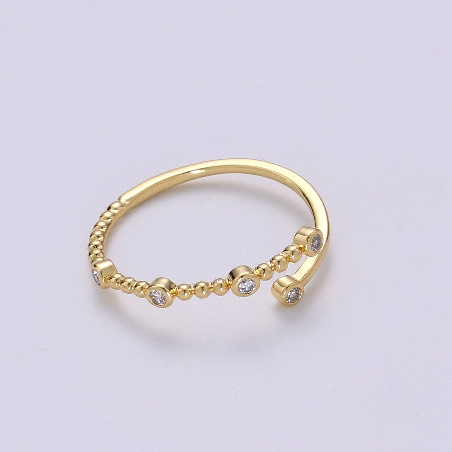 Dainty Gold Filled Spiral Beaded Ring