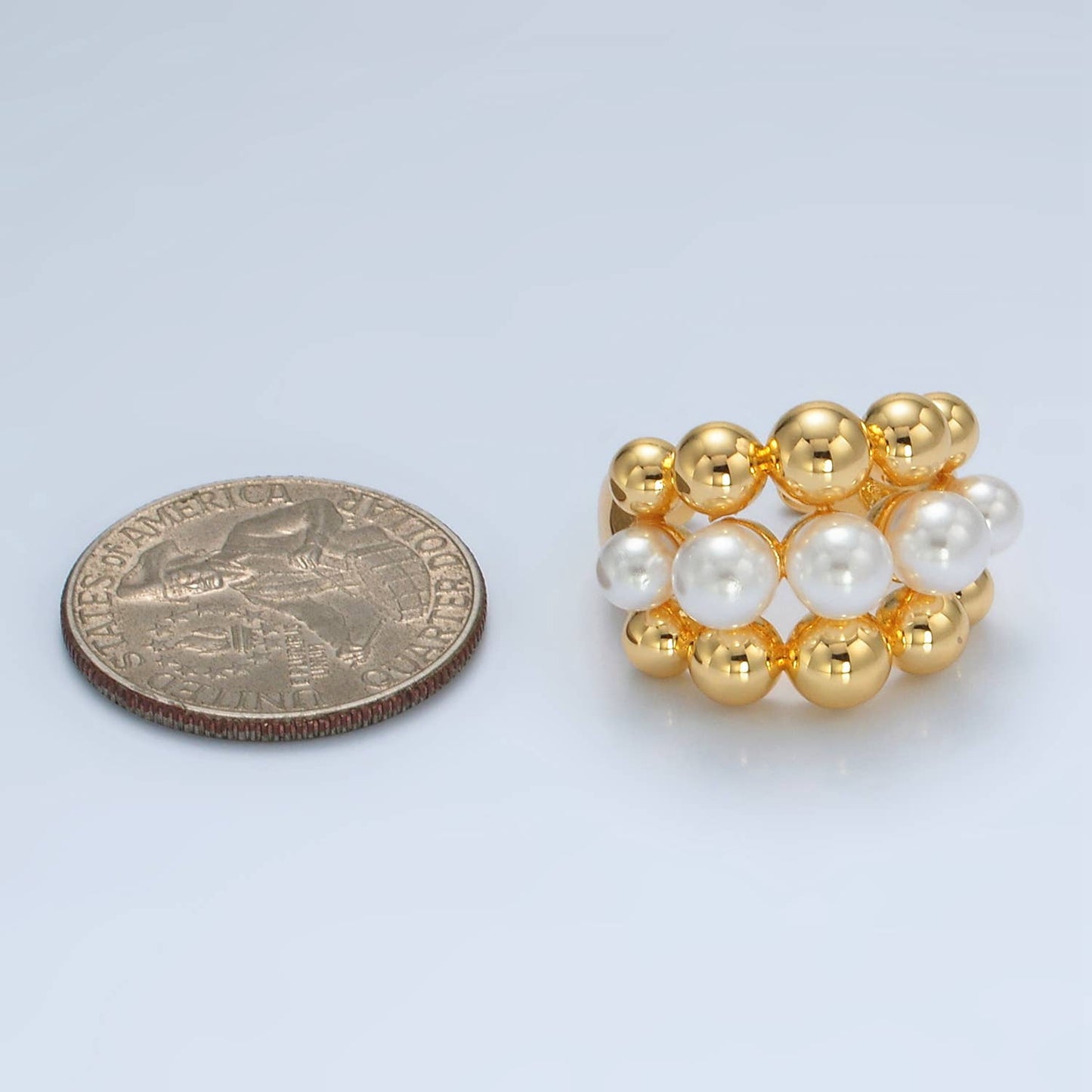 24K Gold Filled Triple Bubble Pearl Ring