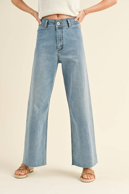 PERFECT FIT STRAIGHT WIDE LEG DENIM PANTS