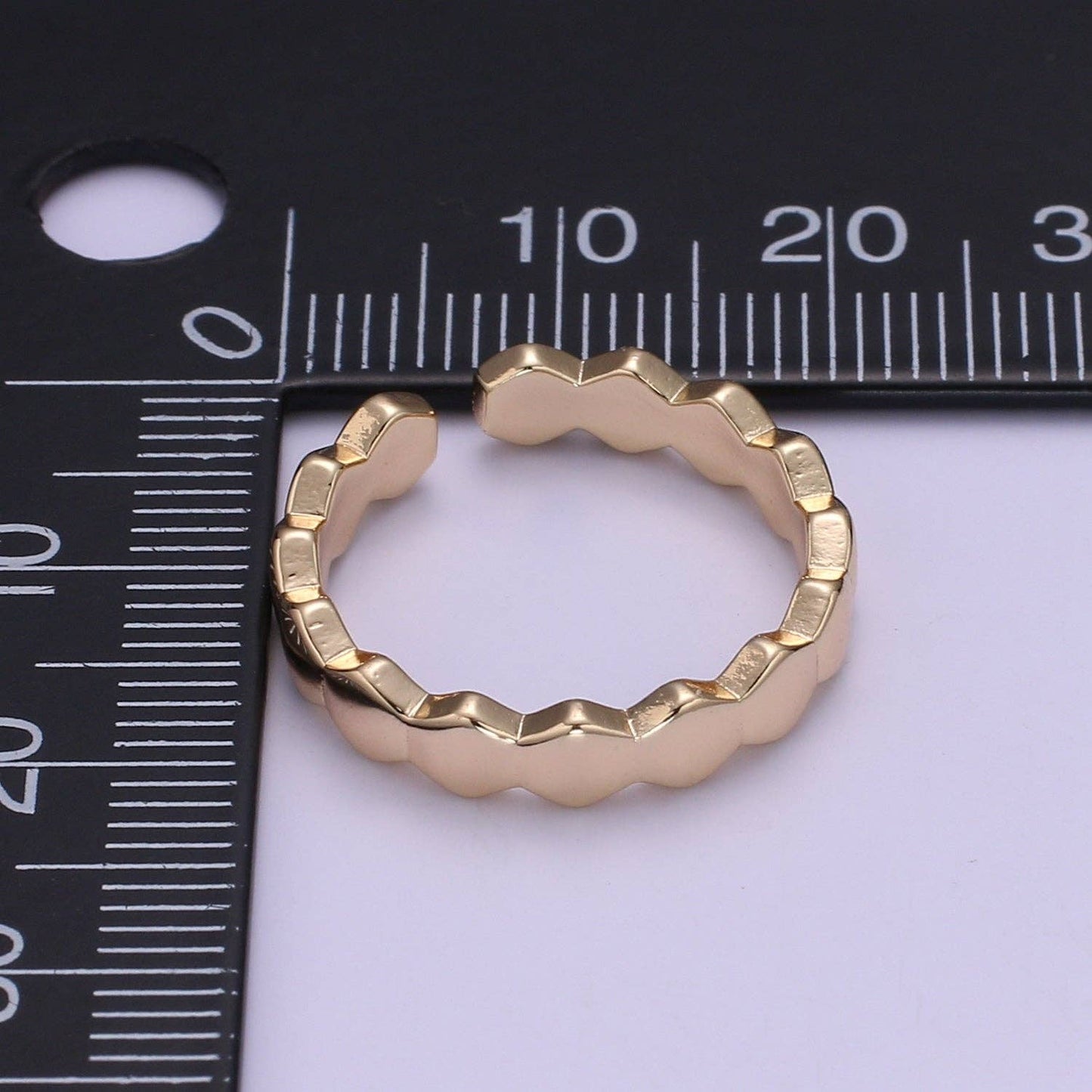 Gold Filled Hexagon Stacked Adjustable Ring