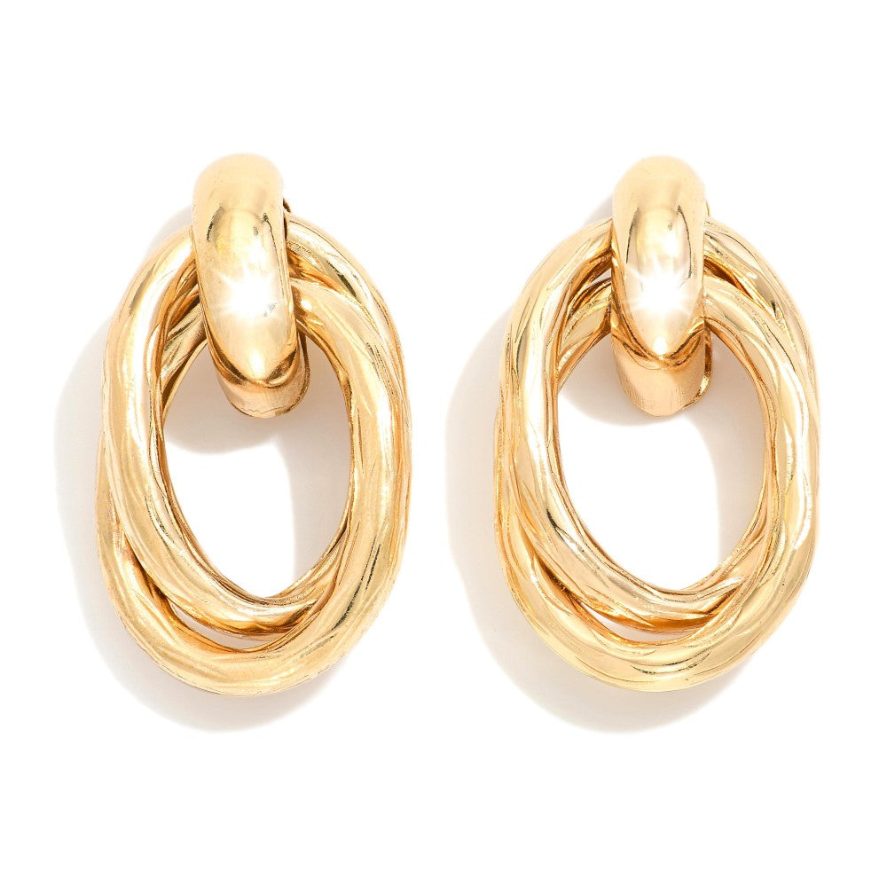 Layered Oval Door Knocker Earrings