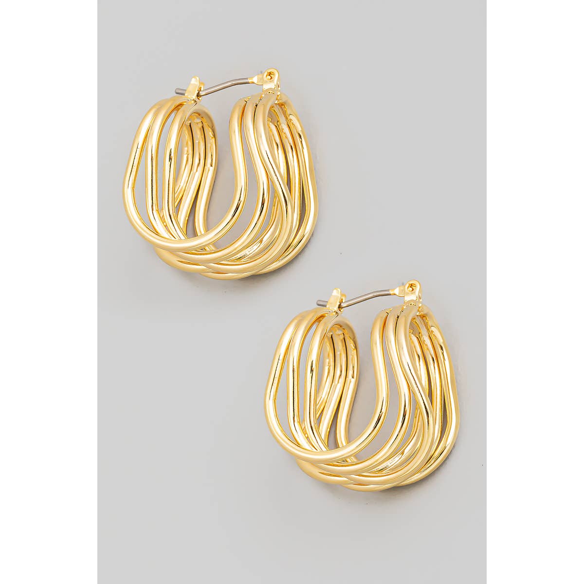 Multi Strand Wave Hoop Earrings