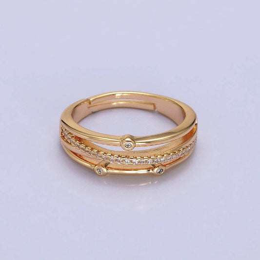 Gold Filled Triple Micro Paved Dainty Ring