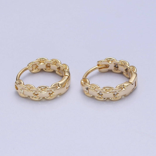 14K Gold Filled Braided Chain Hoop Earrings