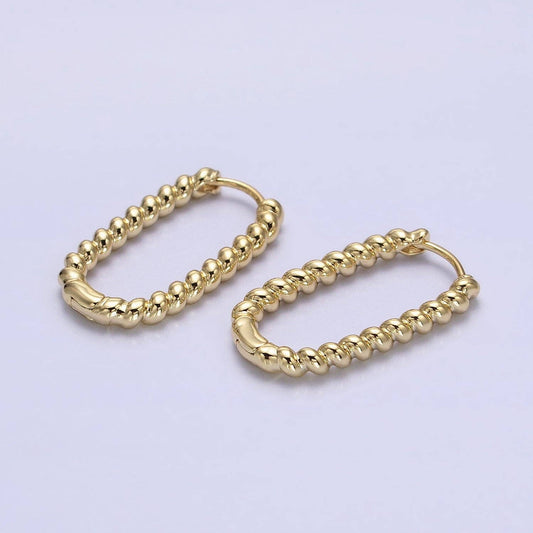 Twisted Oblong U-Shaped Hoop Earrings