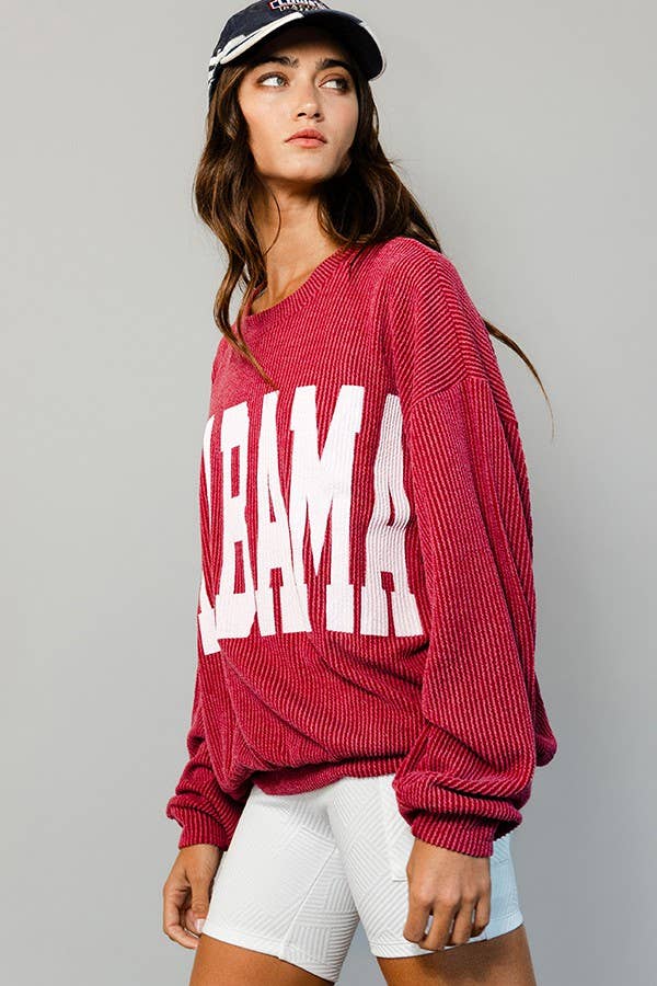 Alabama Comfy Oversize Corded Sweatshirt