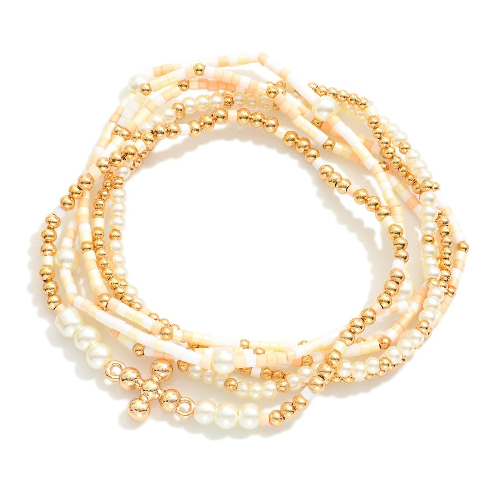 Peachy Pearl Stretch Bracelet Set